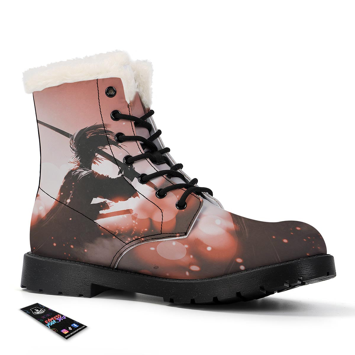 Warrior Sunset Samurai Print Winter Boots-grizzshop