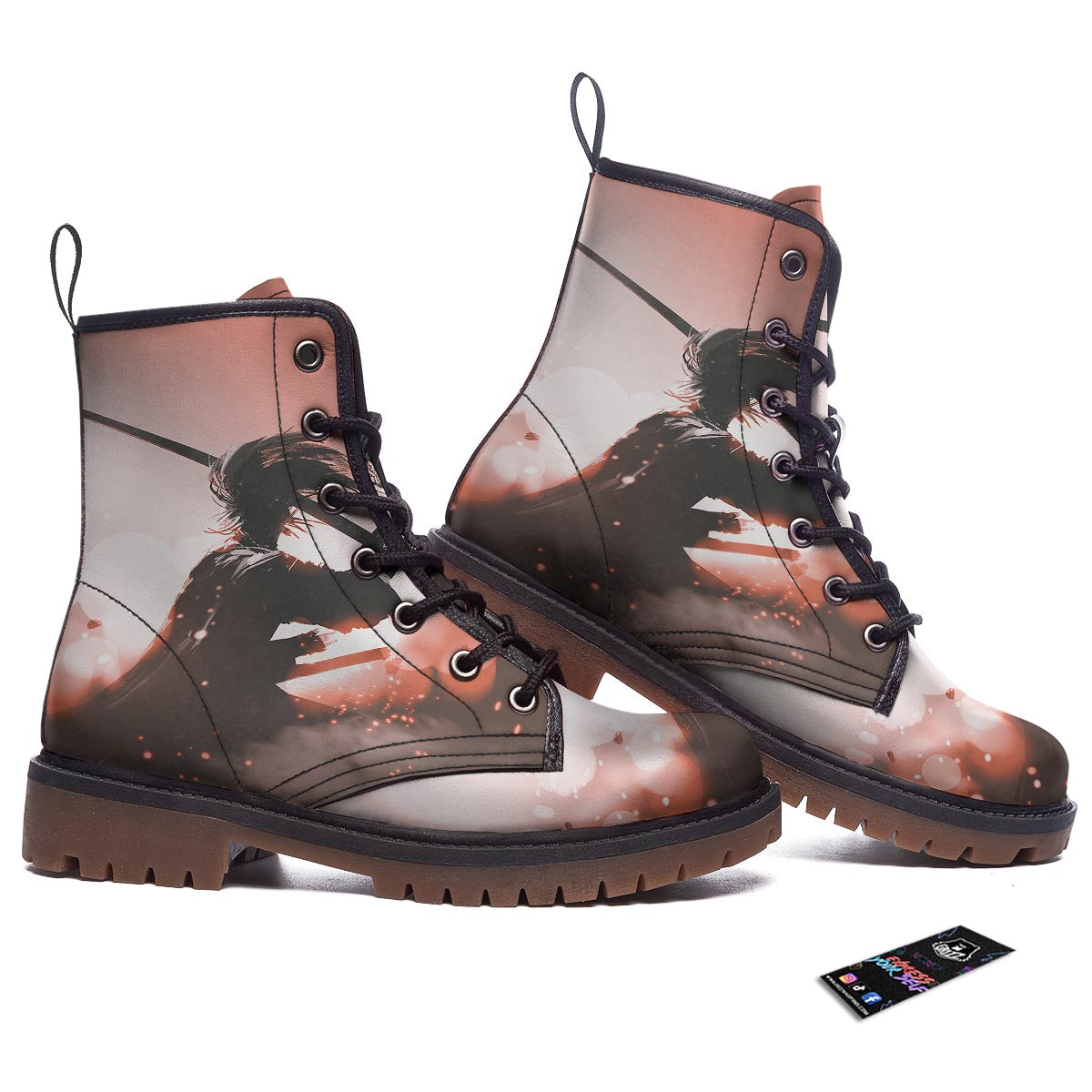 Warrior Sunset Samurai Print Work Boots-grizzshop