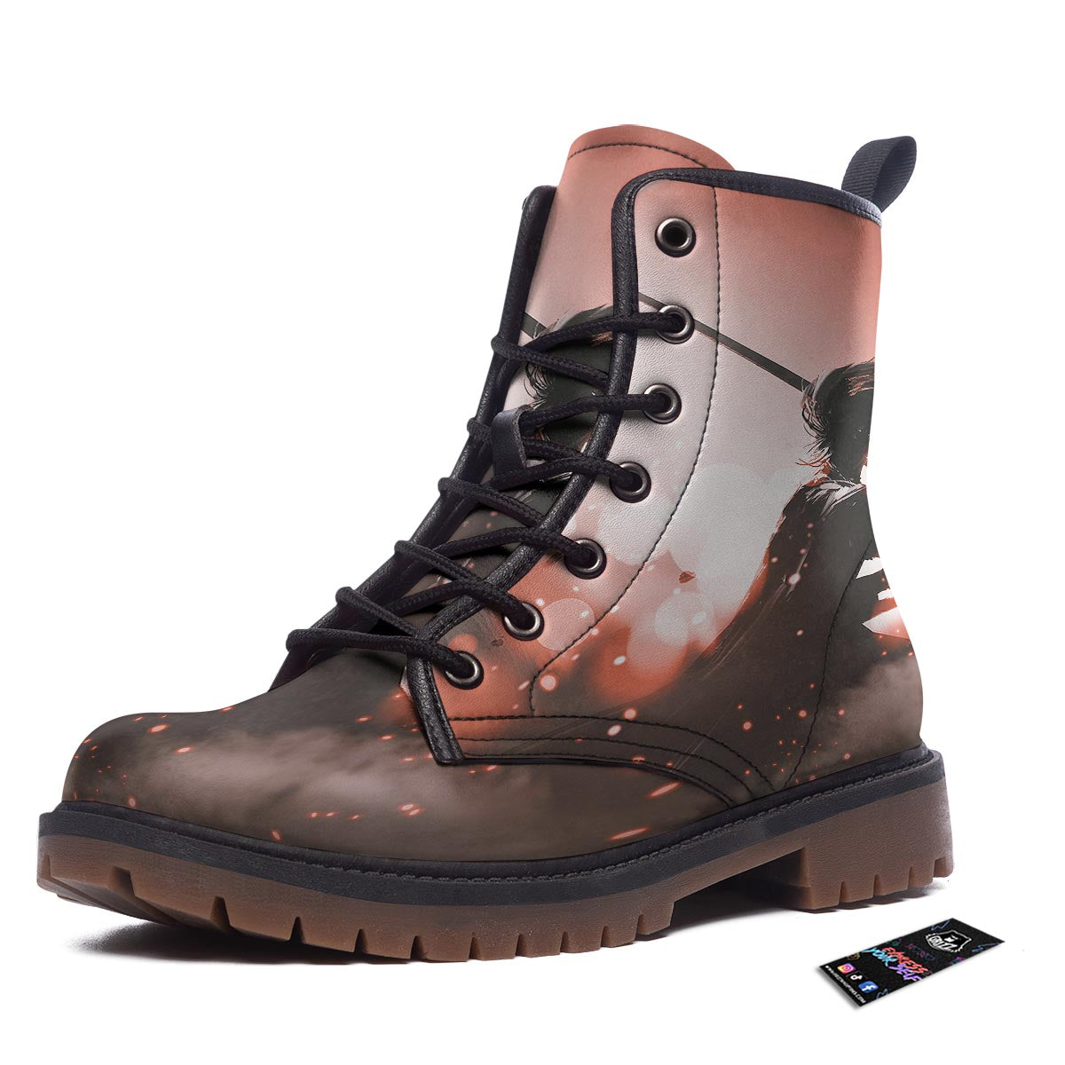 Warrior Sunset Samurai Print Work Boots-grizzshop