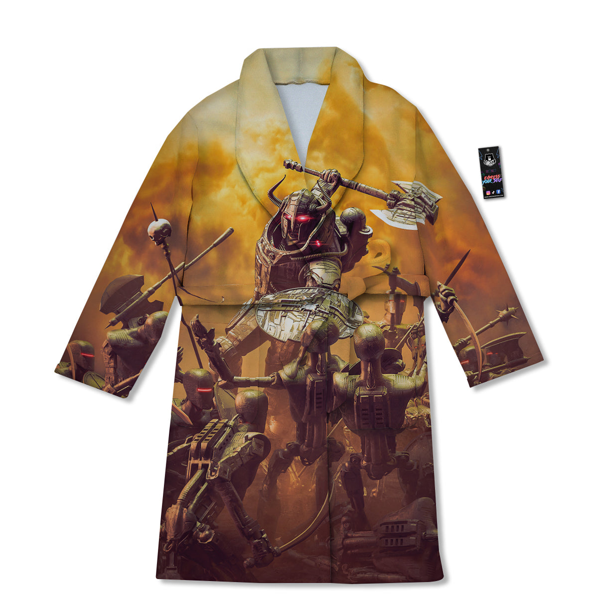 Warrior Viking Machine Print Bathrobe-grizzshop