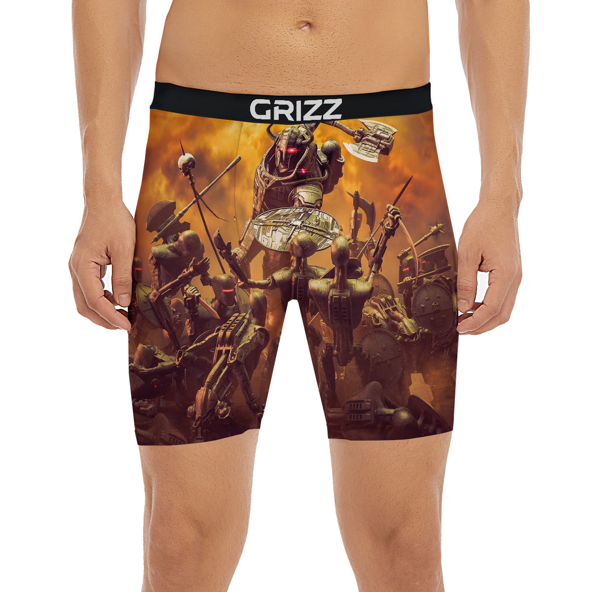 Warrior Viking Machine Print Boxer Briefs-grizzshop