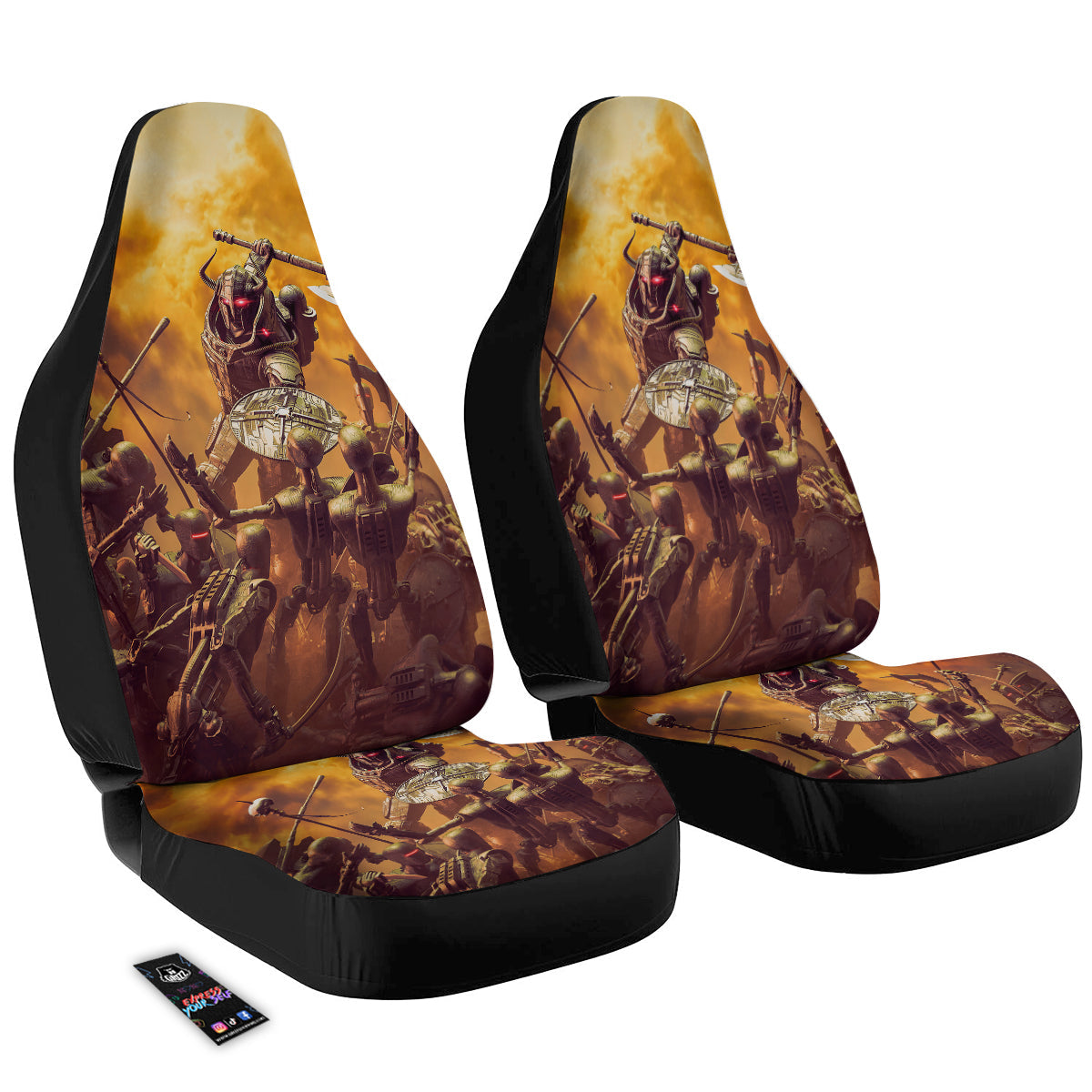 Warrior Viking Machine Print Car Seat Covers-grizzshop