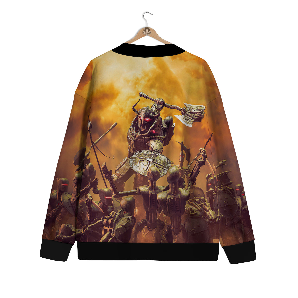Warrior Viking Machine Print Cardigan-grizzshop