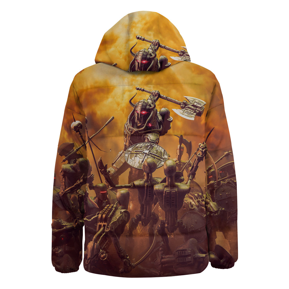 Warrior Viking Machine Print Down Jacket-grizzshop