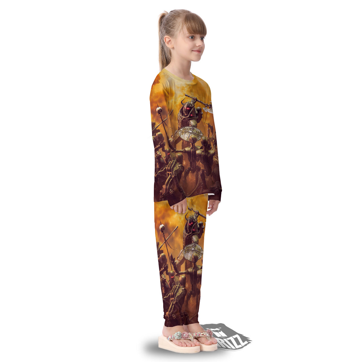 Warrior Viking Machine Print Kid's Pajamas-grizzshop