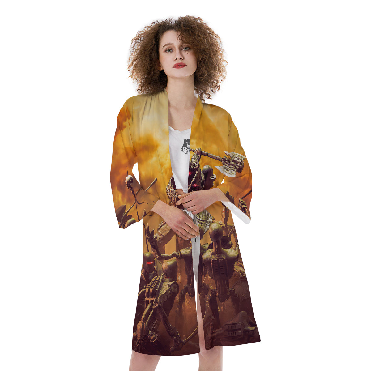 Warrior Viking Machine Print Kimono-grizzshop