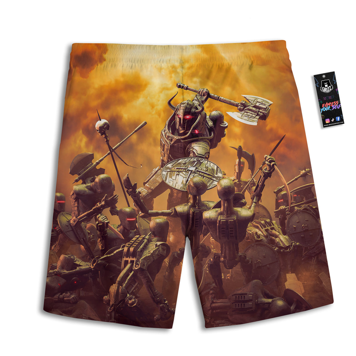 Warrior Viking Machine Print Men's Athletic Shorts