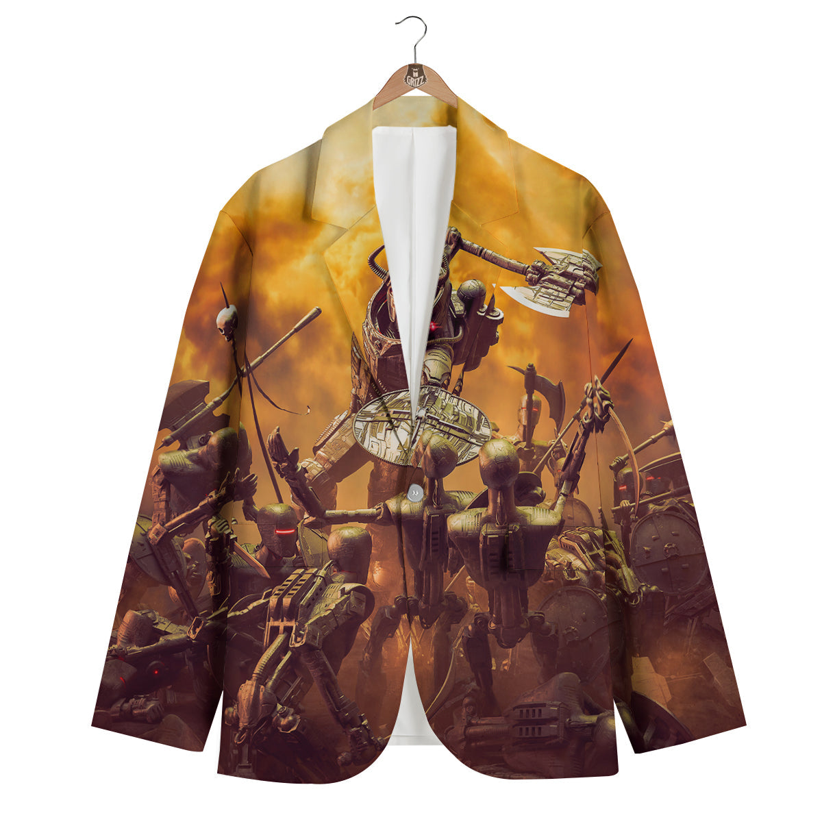 Warrior Viking Machine Print Men's Blazer-grizzshop