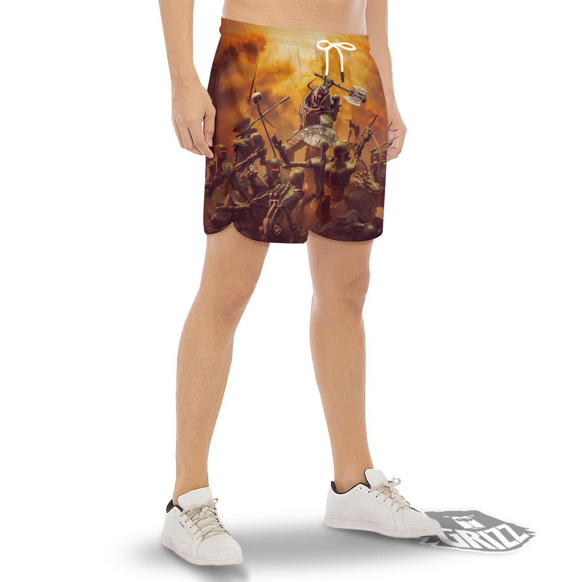 Warrior Viking Machine Print Men's Gym Shorts-grizzshop