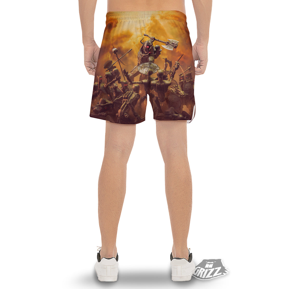 Warrior Viking Machine Print Men's Gym Shorts-grizzshop