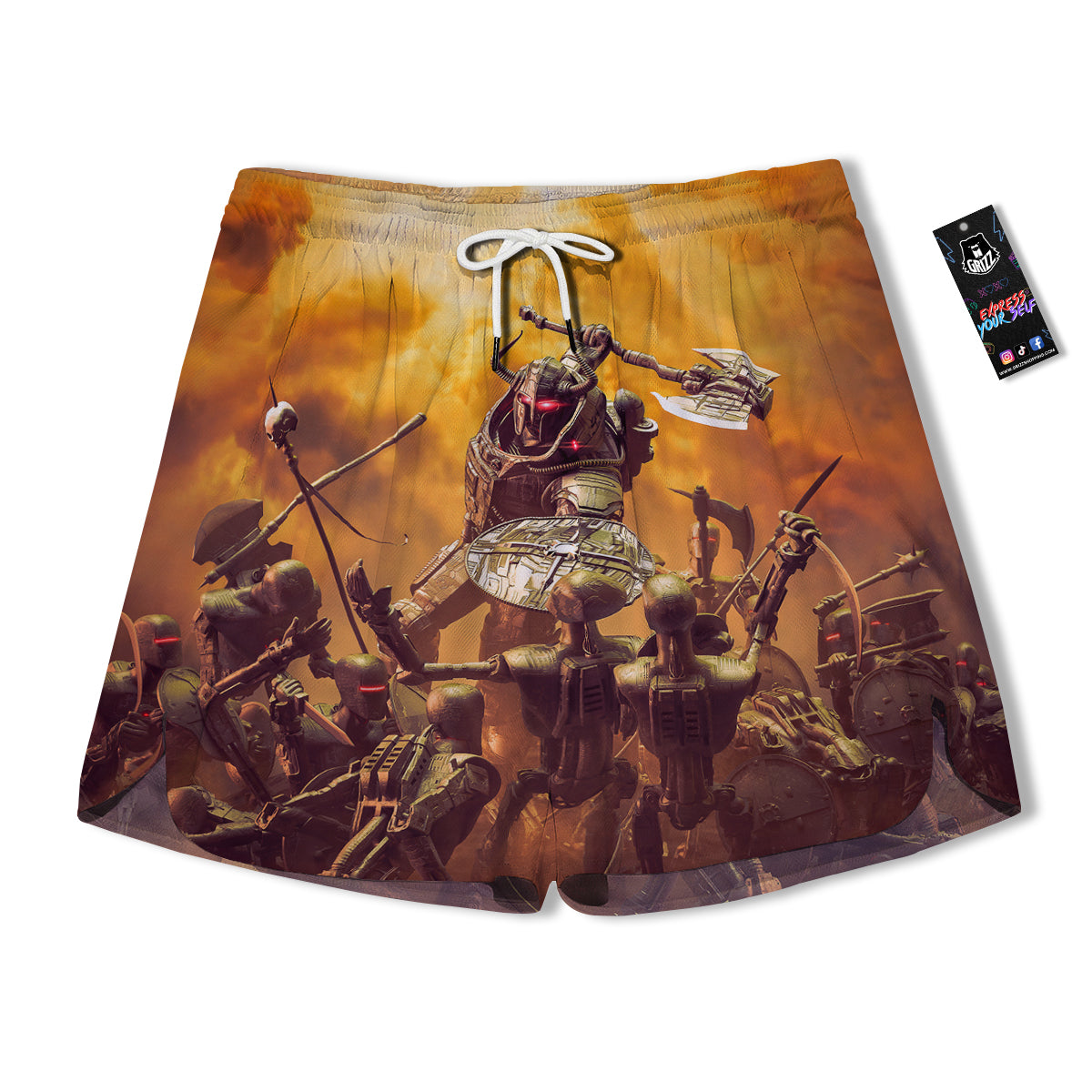Warrior Viking Machine Print Men's Running Shorts-grizzshop