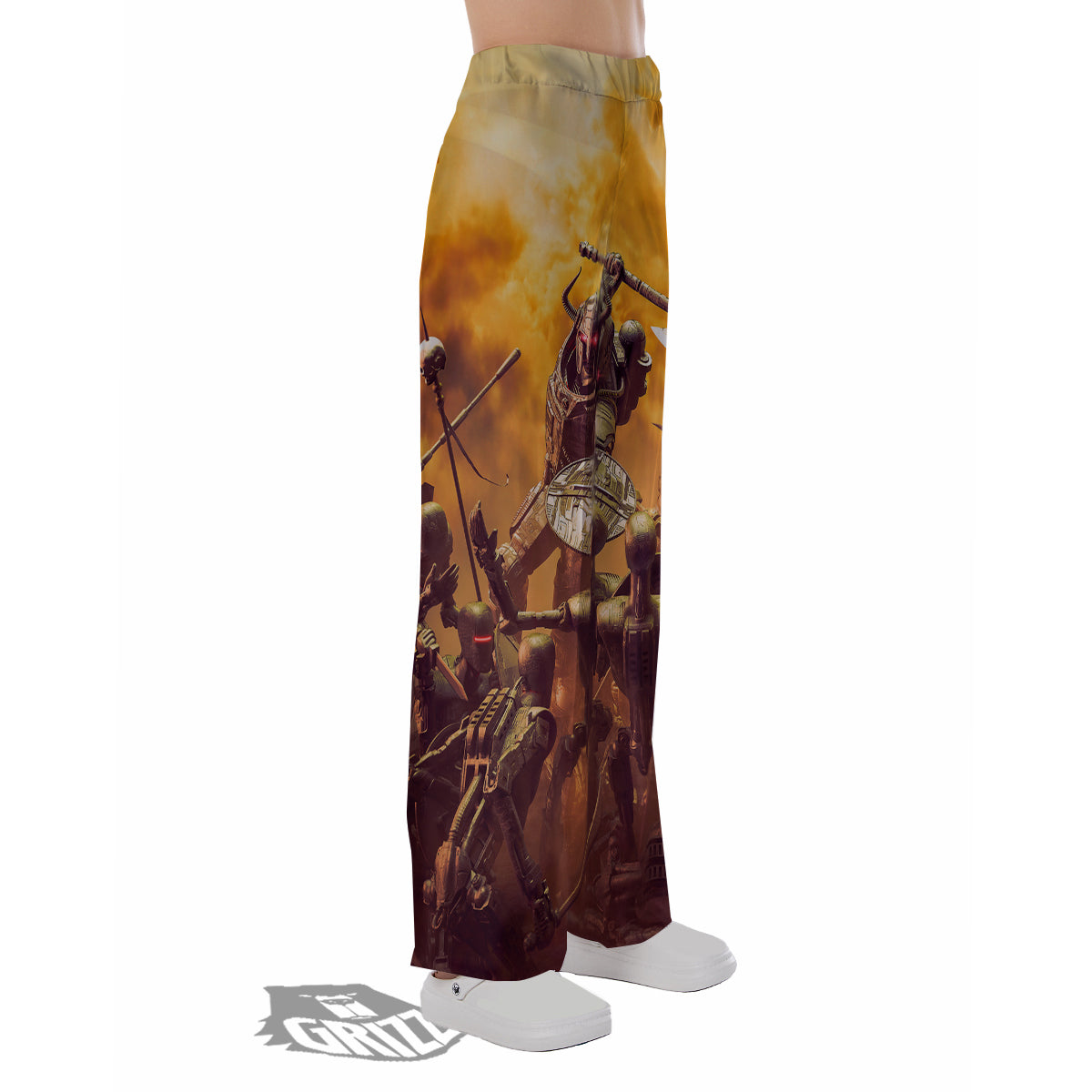 Warrior Viking Machine Print Pajama Pants-grizzshop