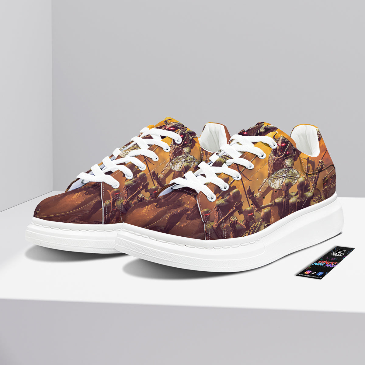 Warrior Viking Machine Print Platform Shoes-grizzshop