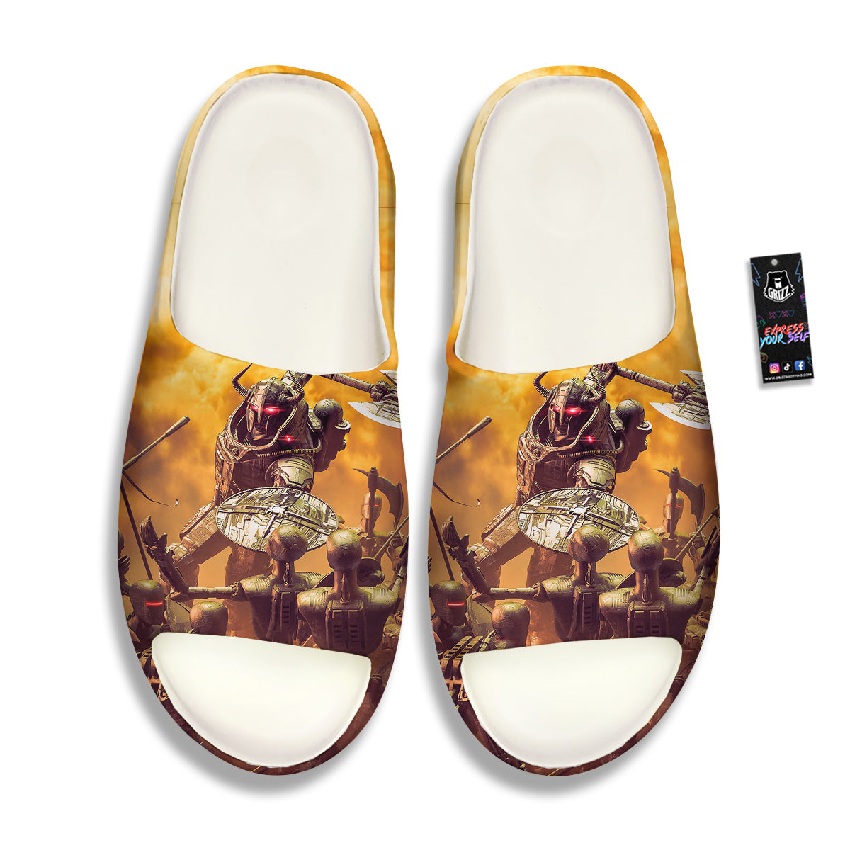 Warrior Viking Machine Print Sandals-grizzshop