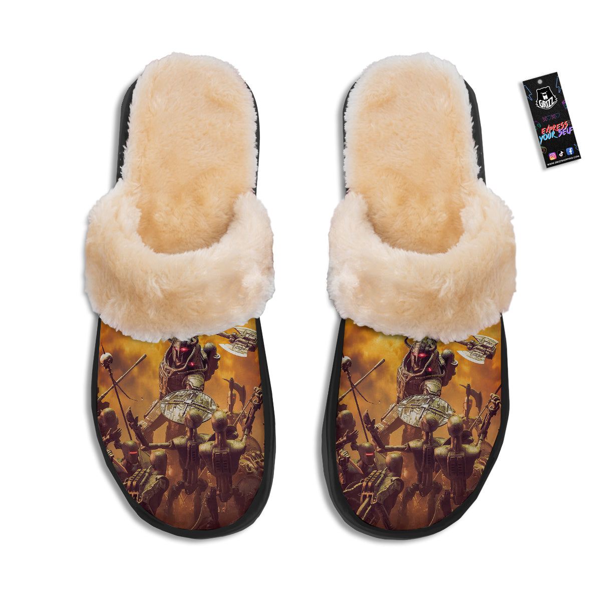 Warrior Viking Machine Print Slippers-grizzshop