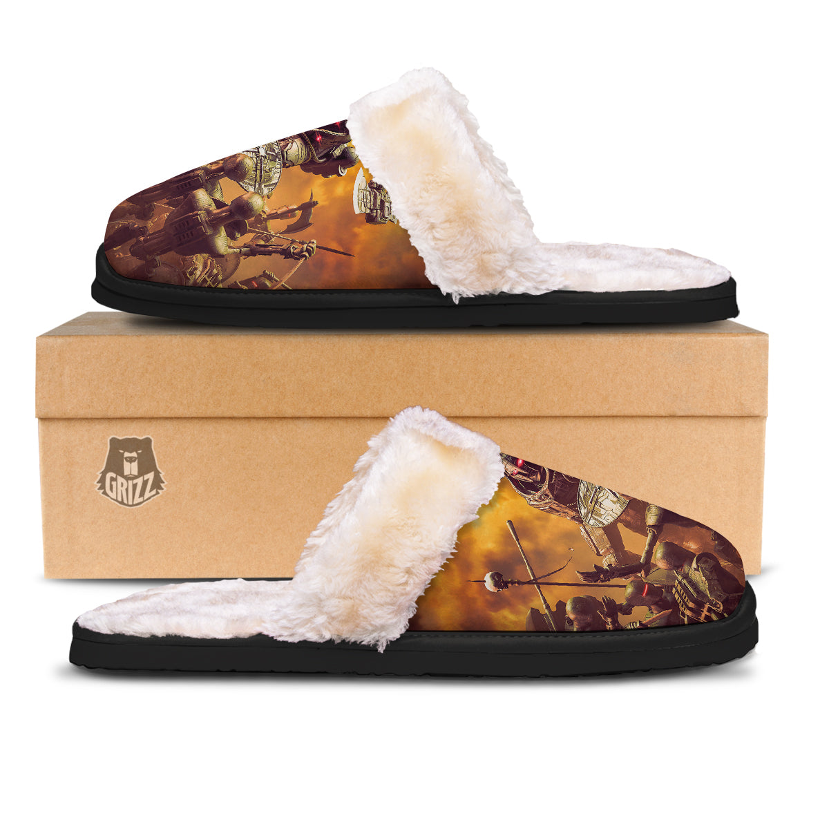 Warrior Viking Machine Print Slippers-grizzshop