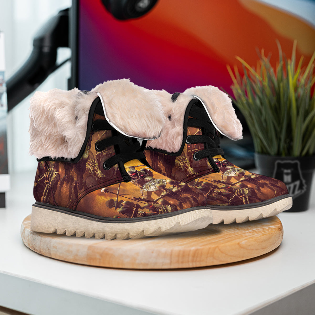 Warrior Viking Machine Print Snow Boots-grizzshop