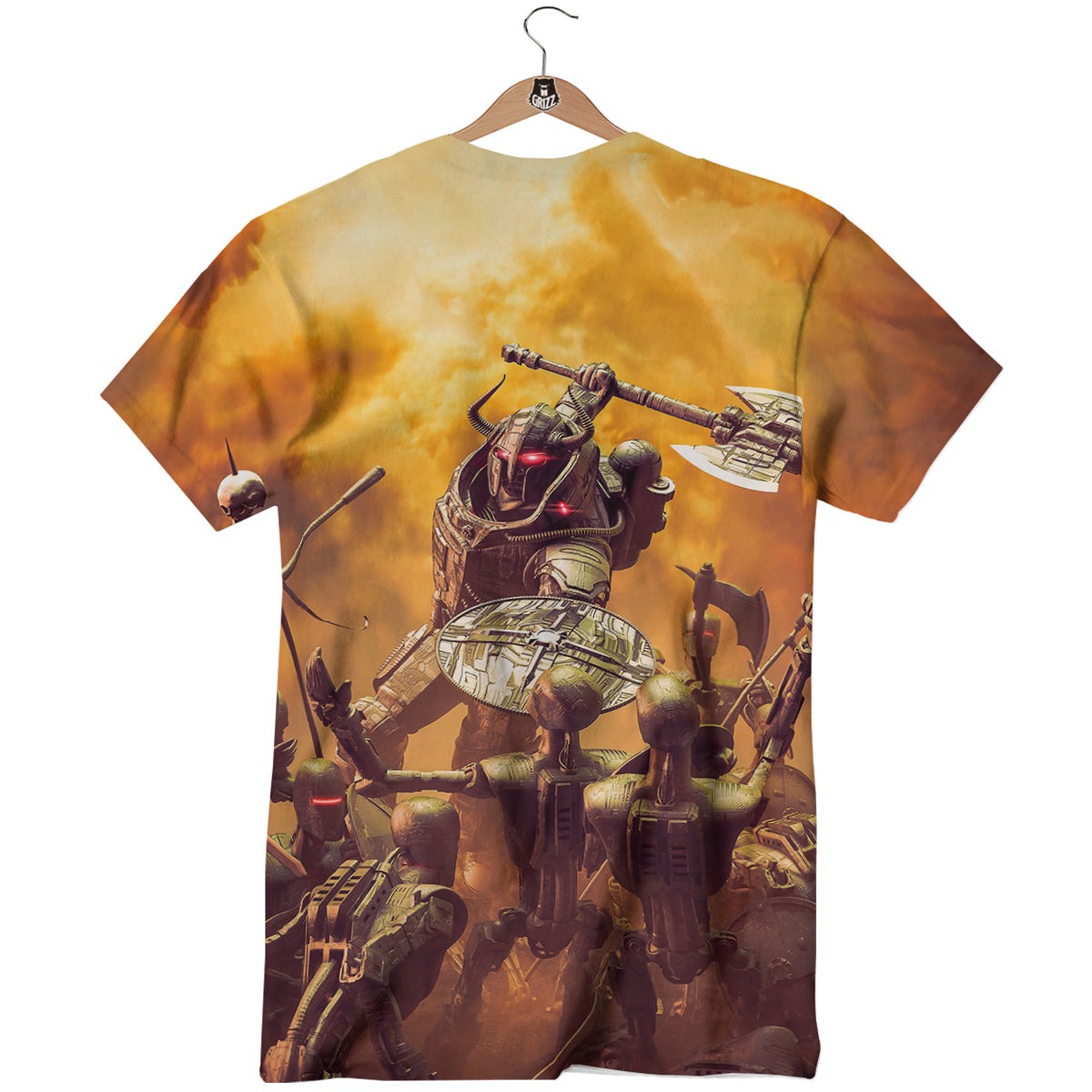 Warrior Viking Machine Print T-Shirt-grizzshop