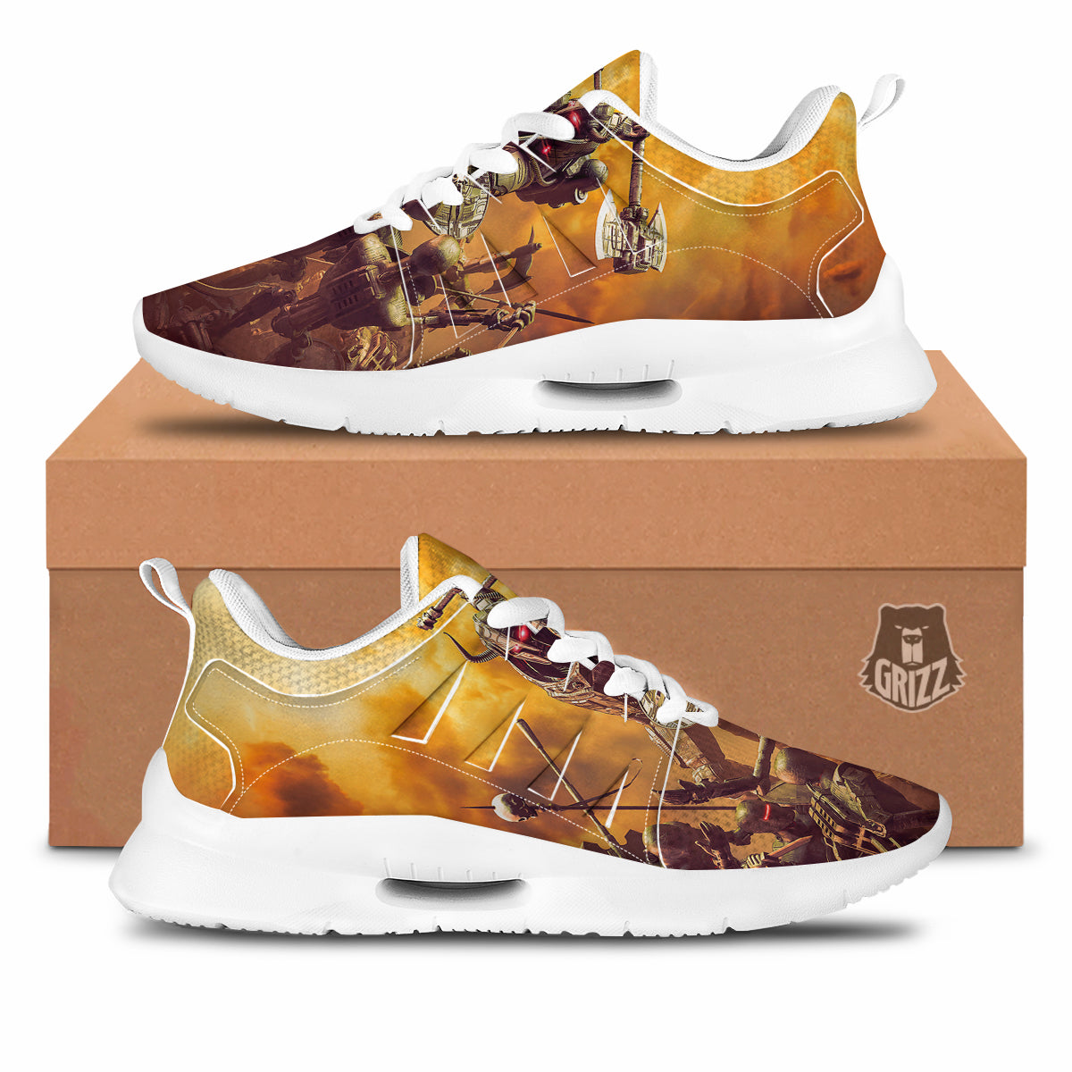 Warrior Viking Machine Print Tennis Shoes-grizzshop