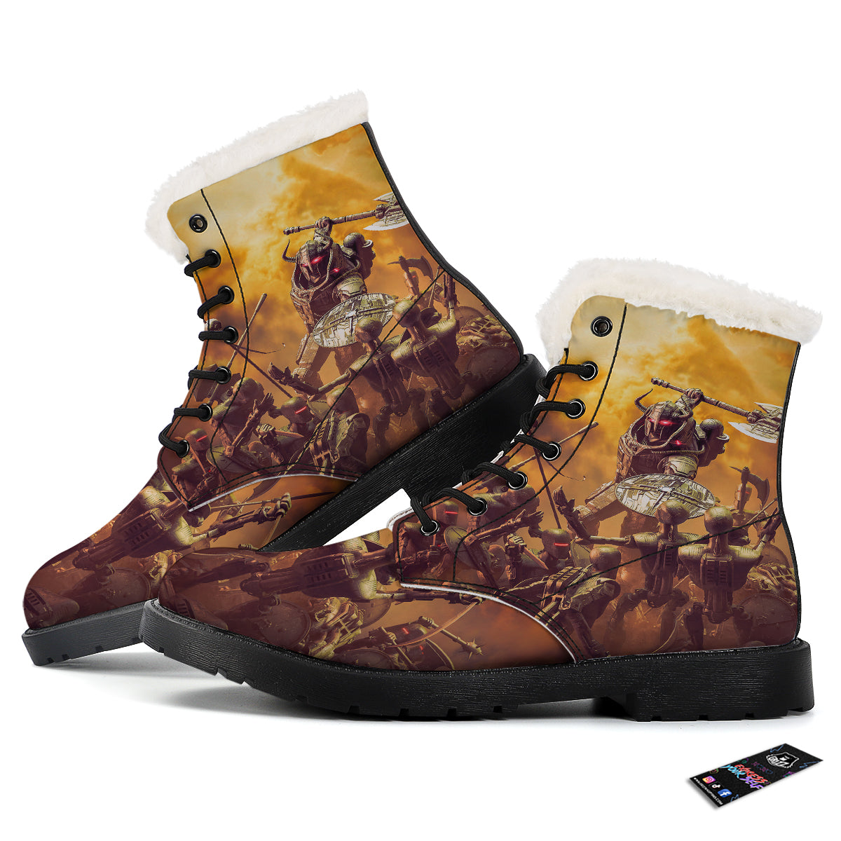 Warrior Viking Machine Print Winter Boots-grizzshop