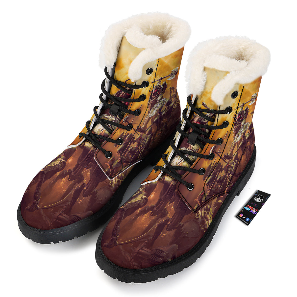 Warrior Viking Machine Print Winter Boots-grizzshop