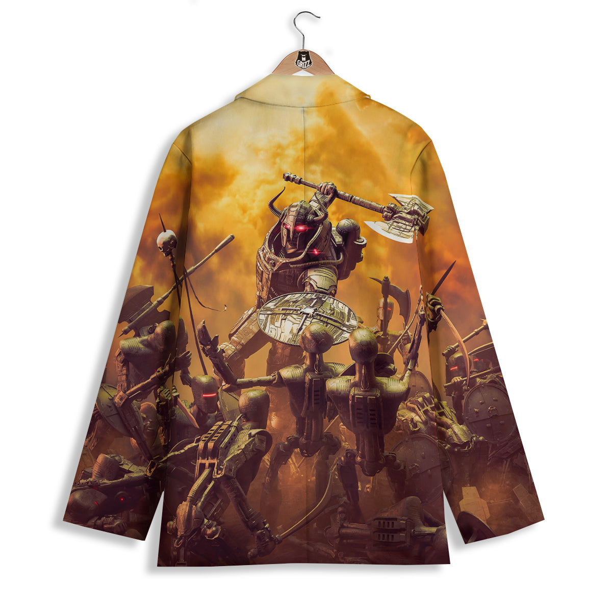 Warrior Viking Machine Print Women's Blazer-grizzshop