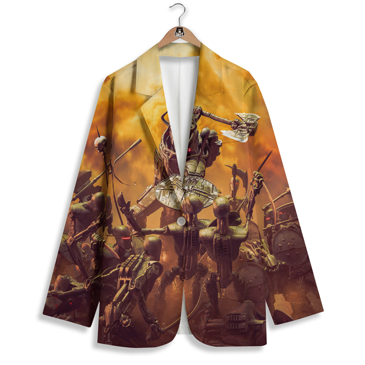 Warrior Viking Machine Print Women's Blazer-grizzshop