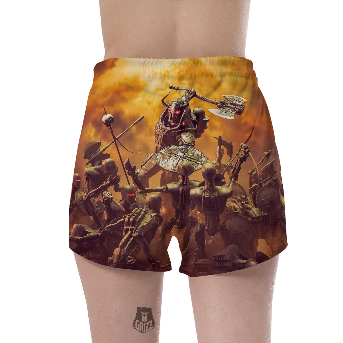 Warrior Viking Machine Print Women's Shorts-grizzshop