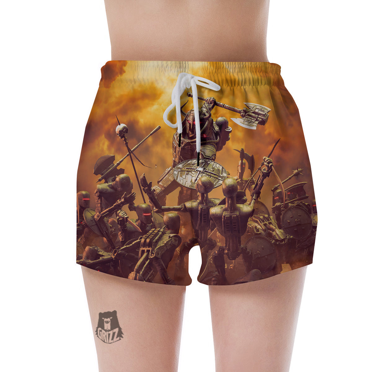 Warrior Viking Machine Print Women's Shorts-grizzshop