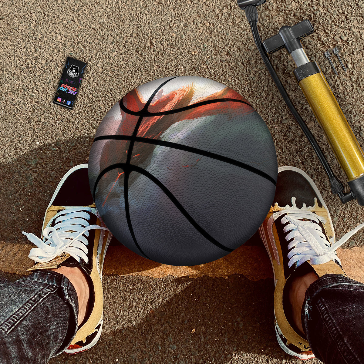 Warrior And Red Dragon Print Basketball