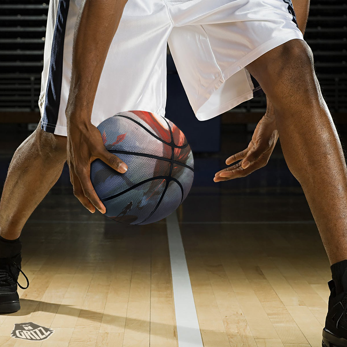 Warrior And Red Dragon Print Basketball