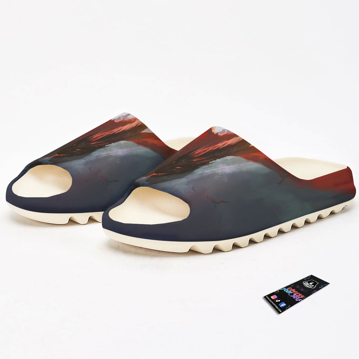 Warrior And Red Dragon Print Sandals-grizzshop