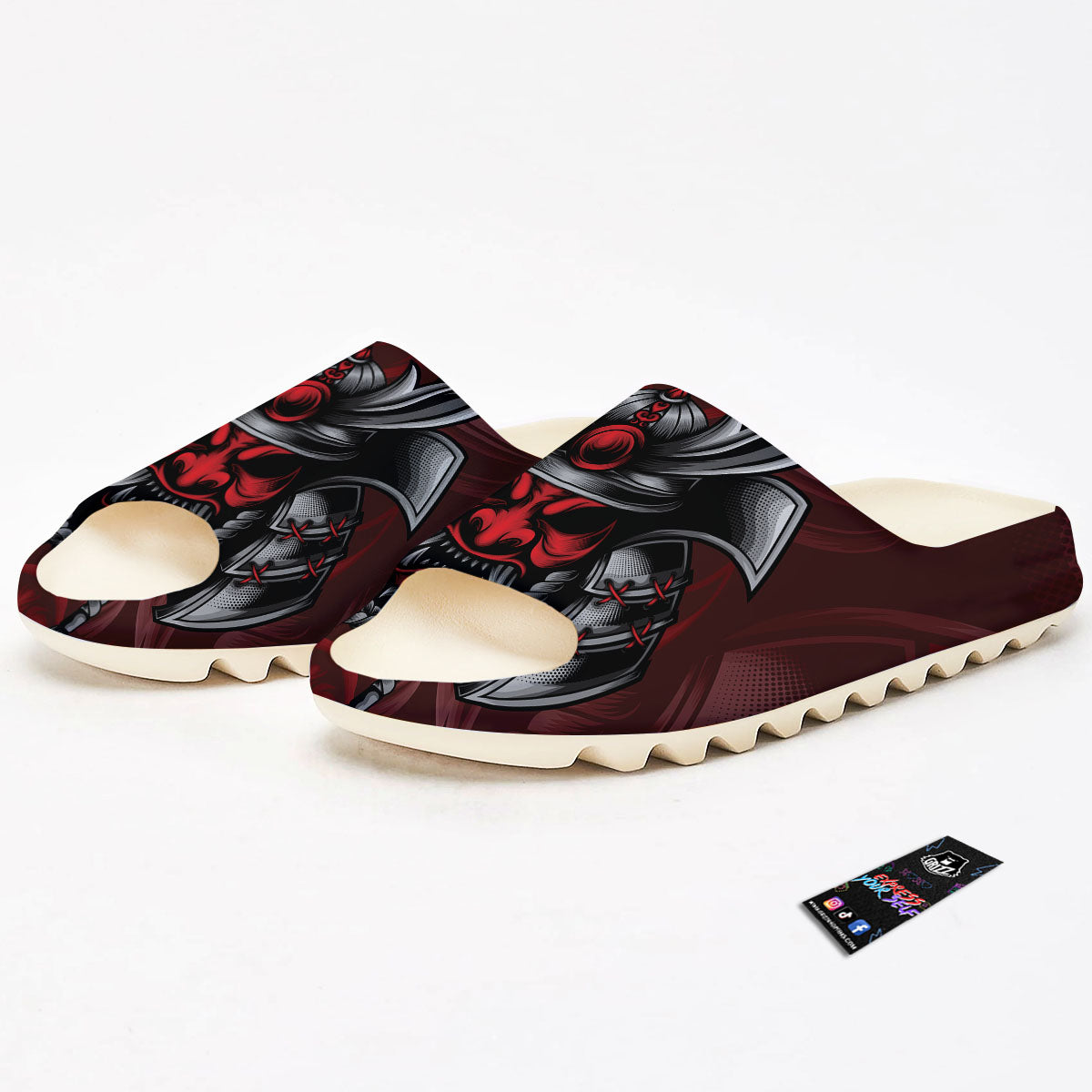 Warrior Mask Japanese Print Sandals-grizzshop