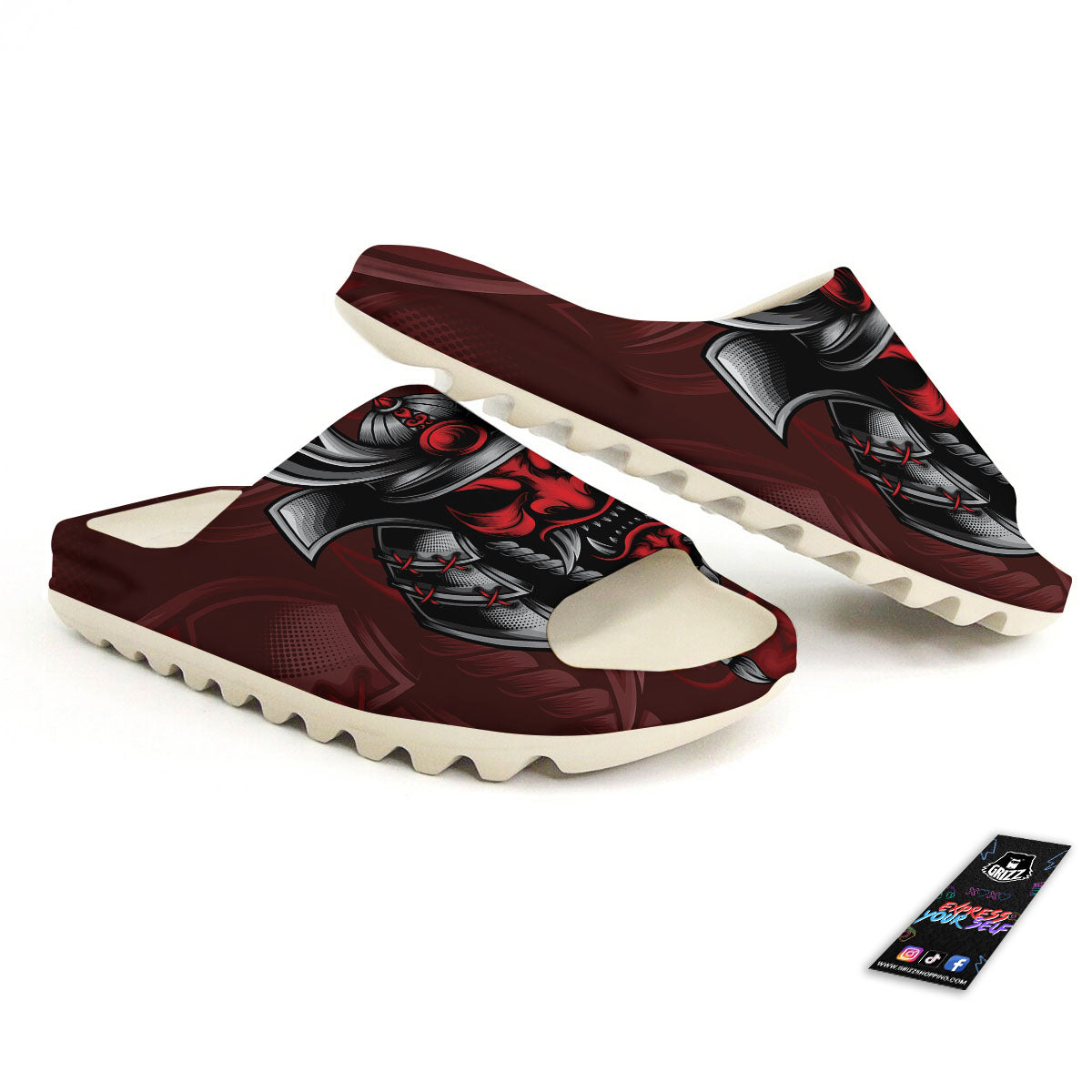 Warrior Mask Japanese Print Sandals-grizzshop