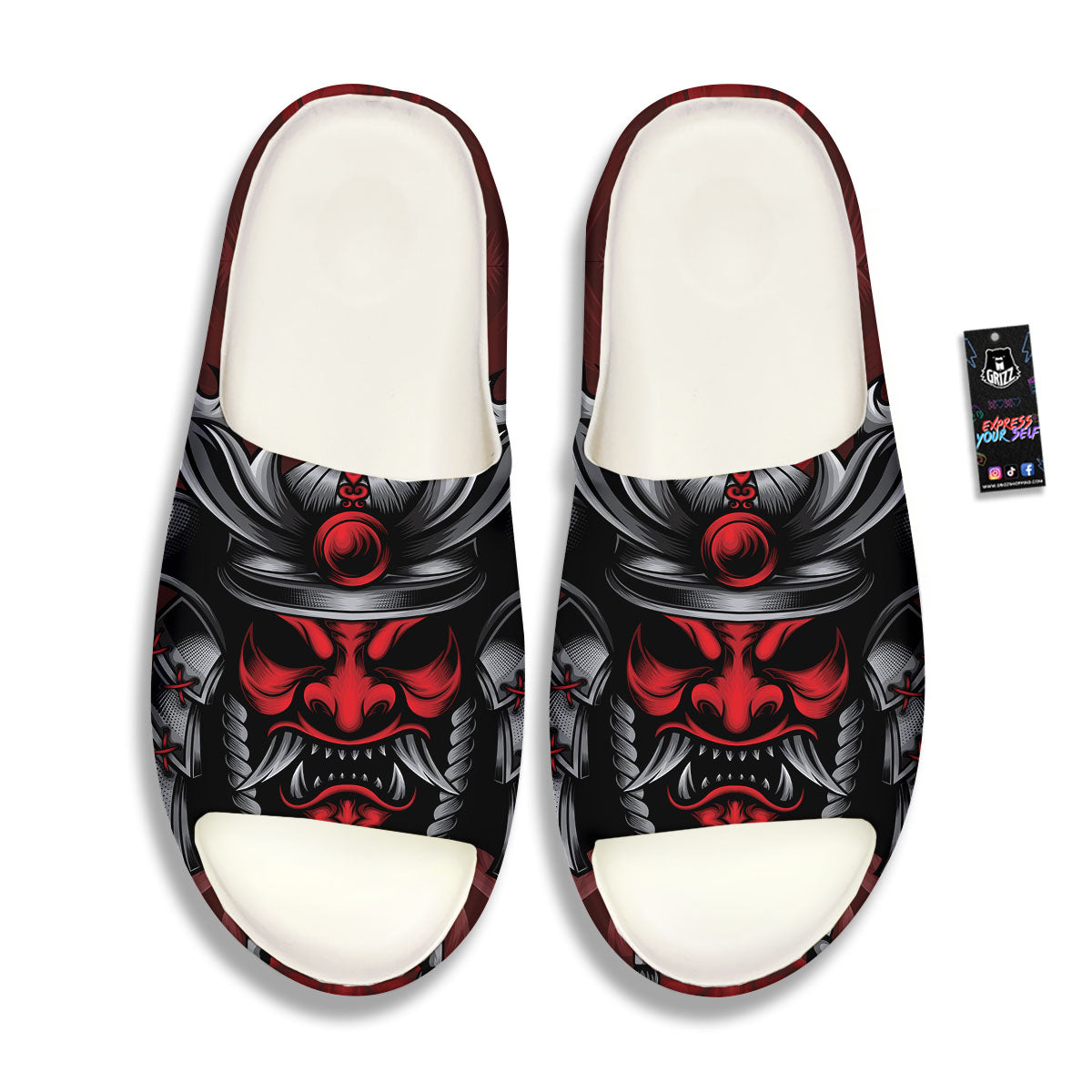 Warrior Mask Japanese Print Sandals-grizzshop