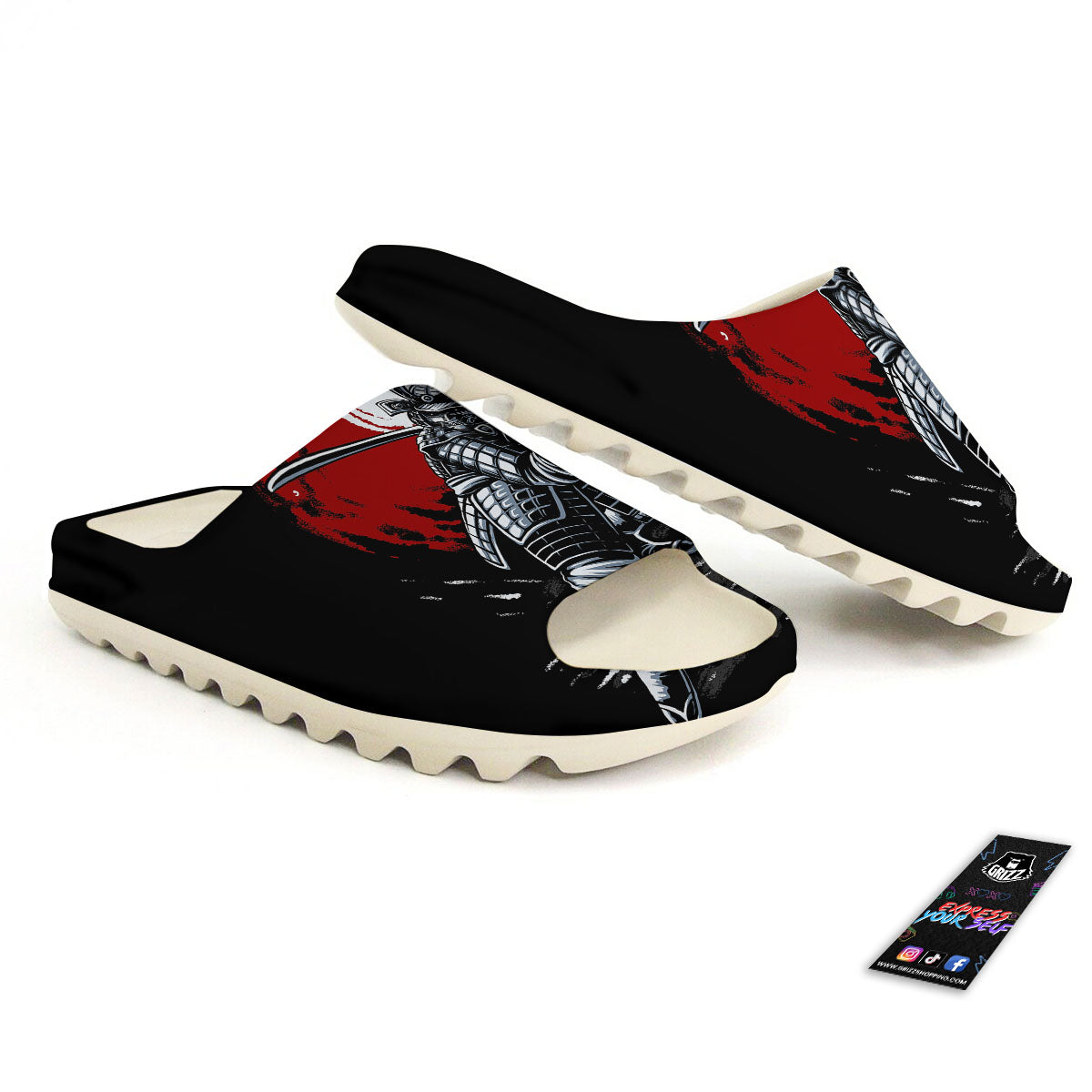 Warrior Samurai Dark Print Sandals-grizzshop