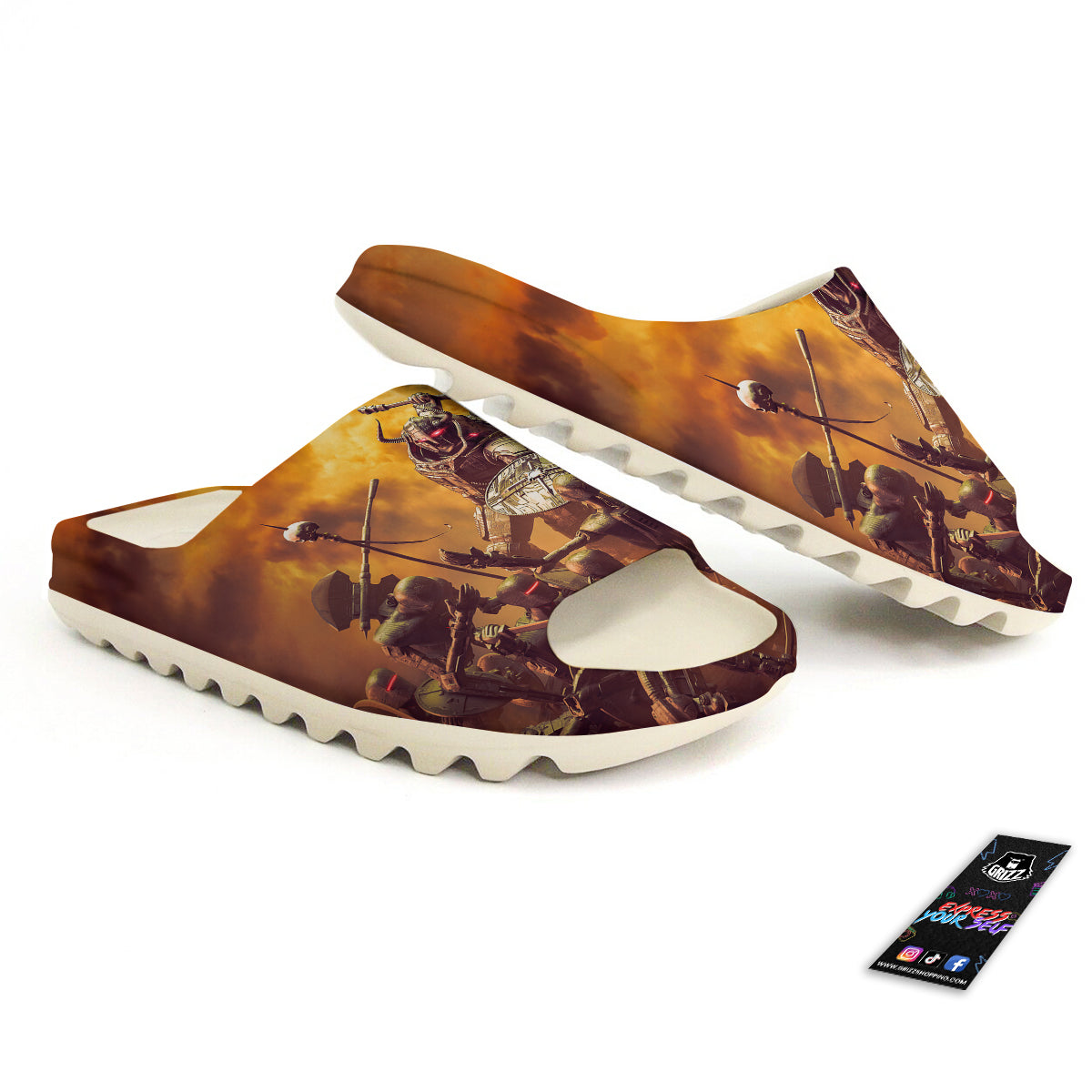 Warrior Viking Machine Print Sandals