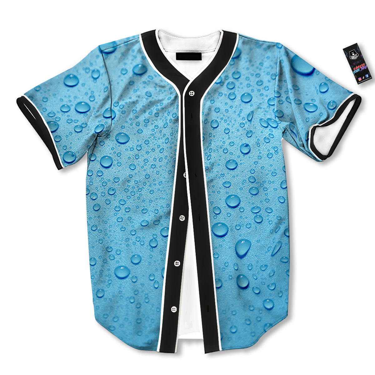 Water Drops Print Baseball Jersey-grizzshop