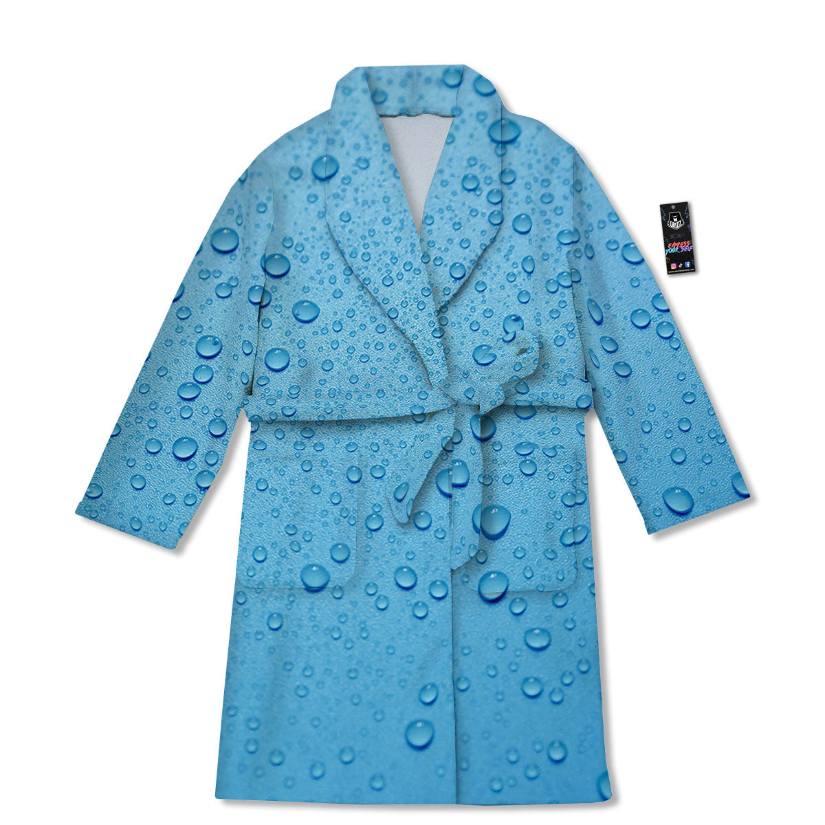 Water Drops Print Bathrobe-grizzshop