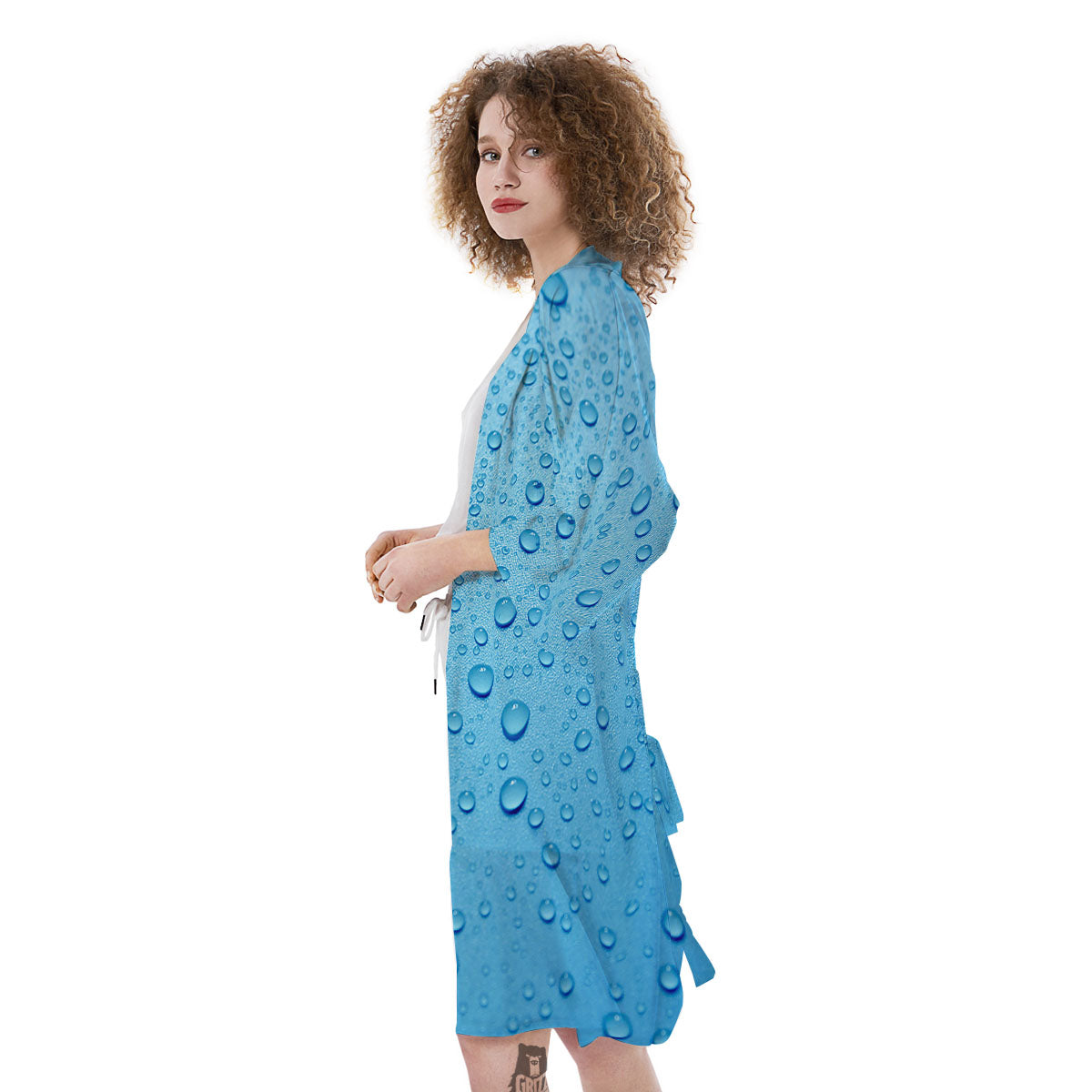 Water Drops Print Kimono-grizzshop