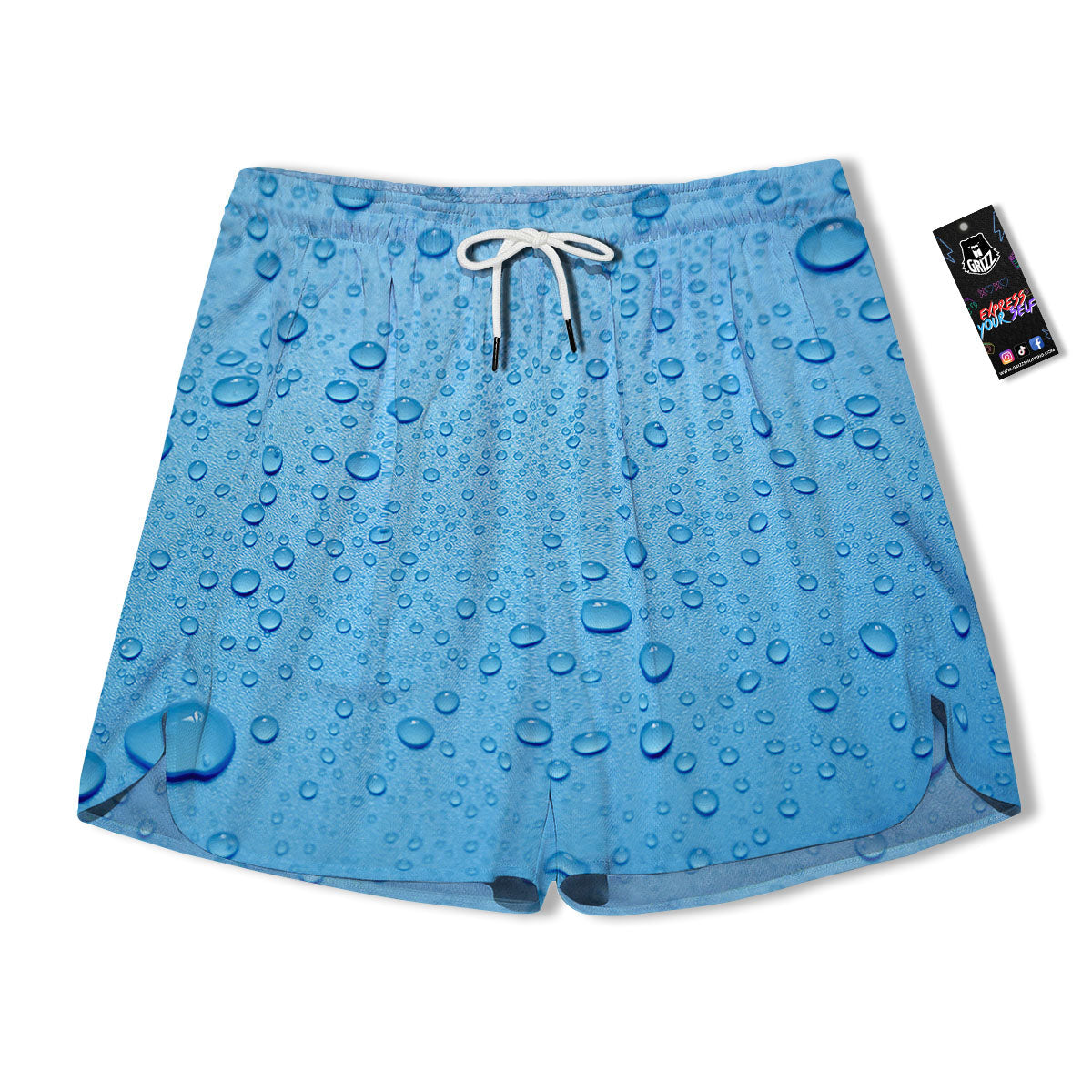 Water Drops Print Men's Running Shorts-grizzshop
