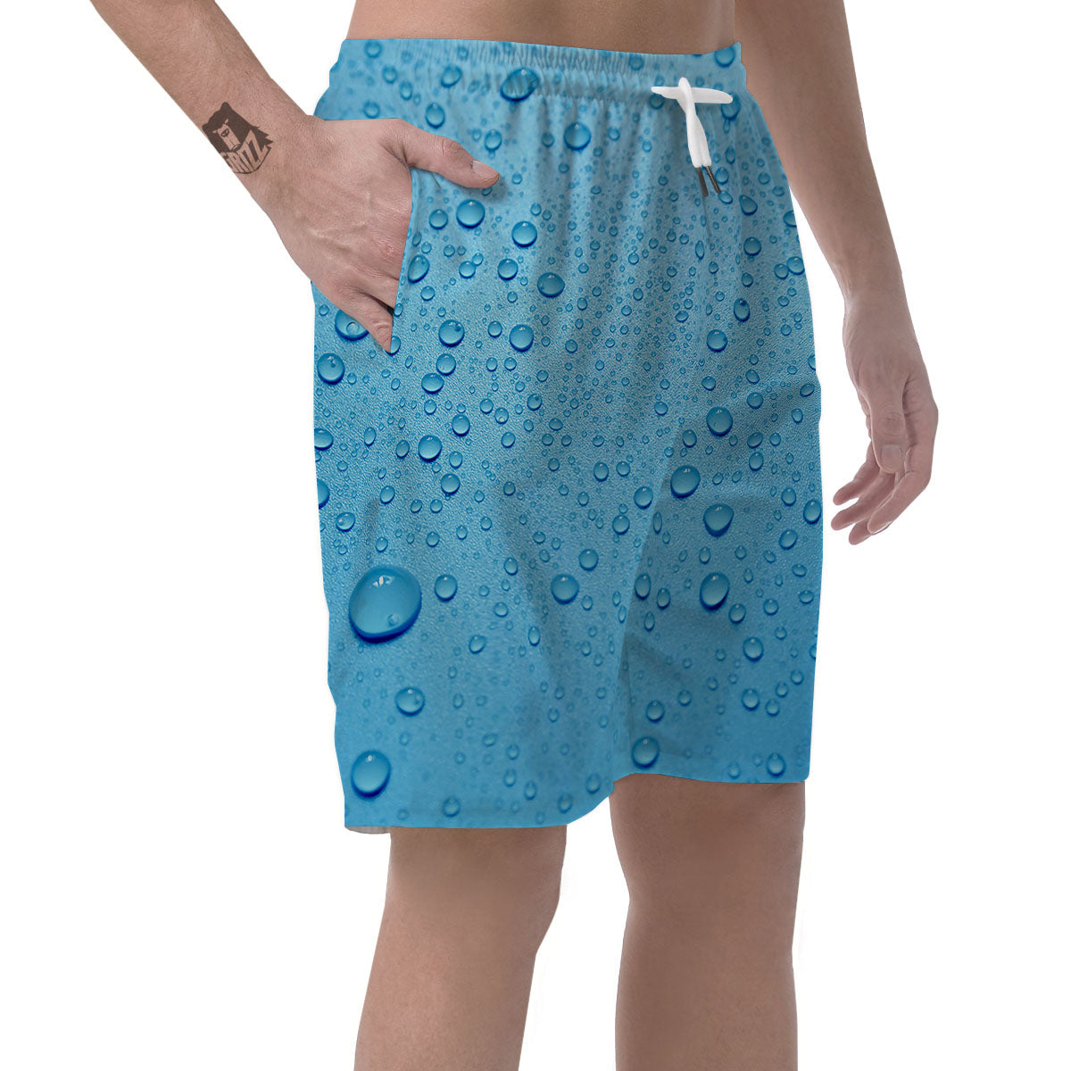 Water Drops Print Men's Shorts-grizzshop