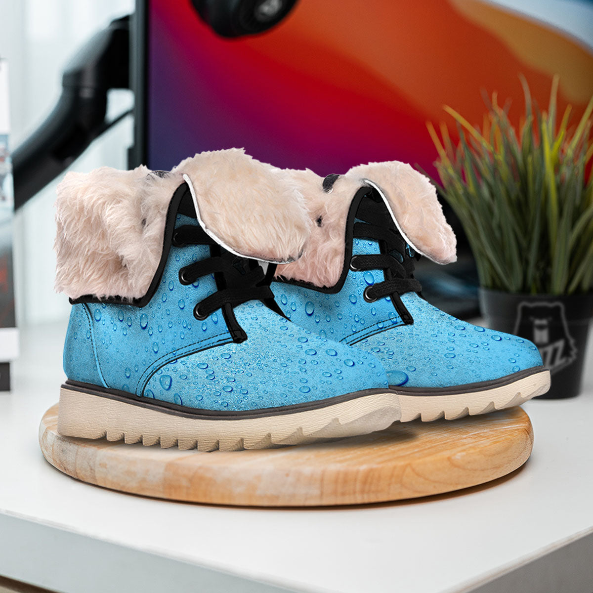 Water Drops Print Snow Boots-grizzshop