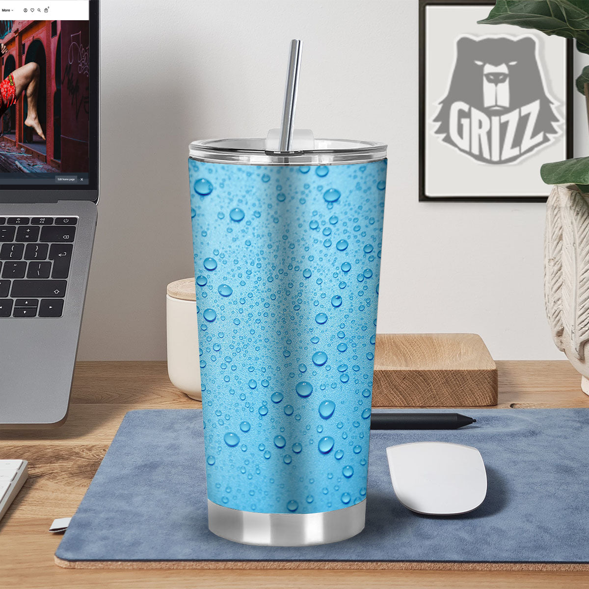 Water Drops Print Tumbler-grizzshop