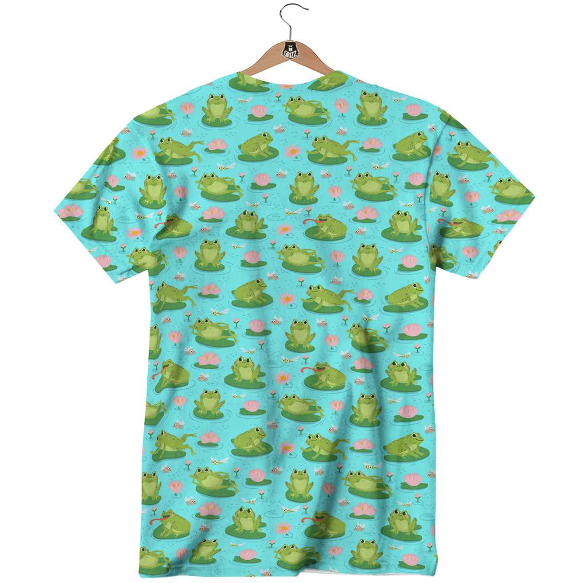 Water Lilies And Frogs Print Pattern T-Shirt-grizzshop