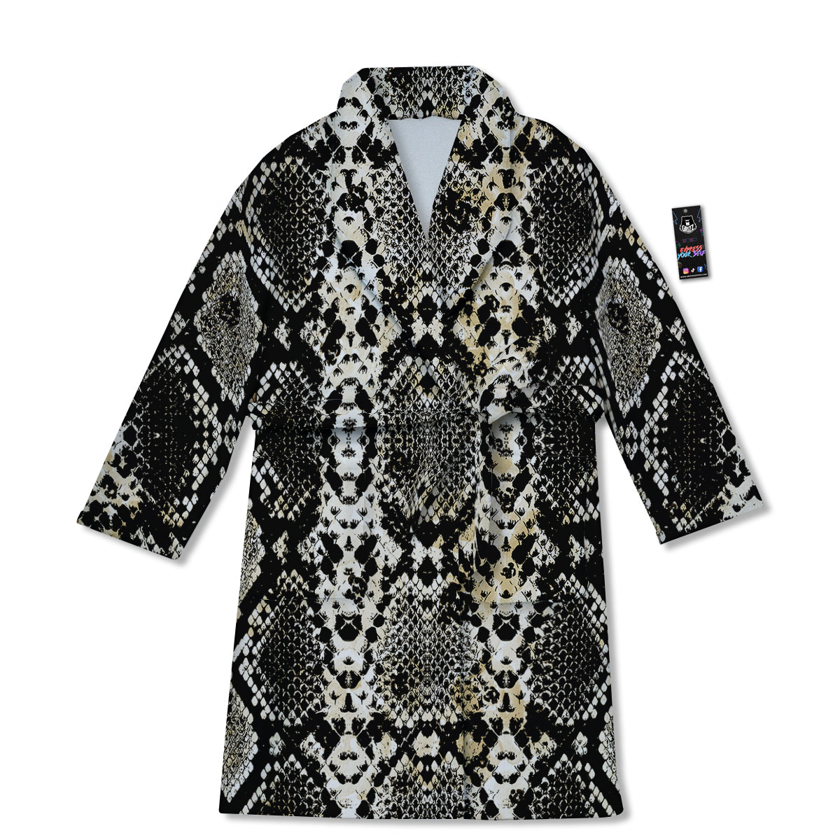 Watercolor Abstract Snake Animal Skin Print Bathrobe-grizzshop