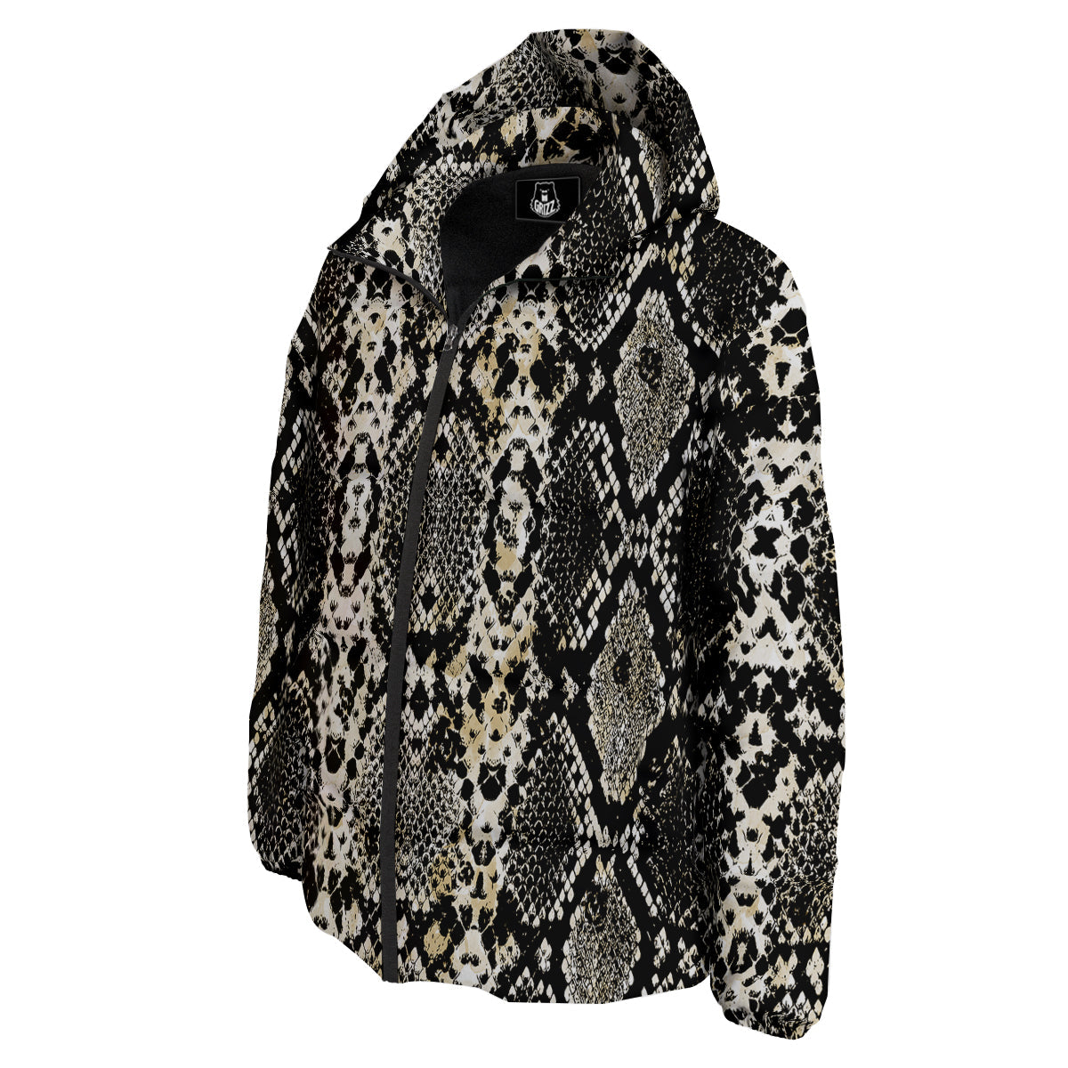 Watercolor Abstract Snake Animal Skin Print Down Jacket-grizzshop