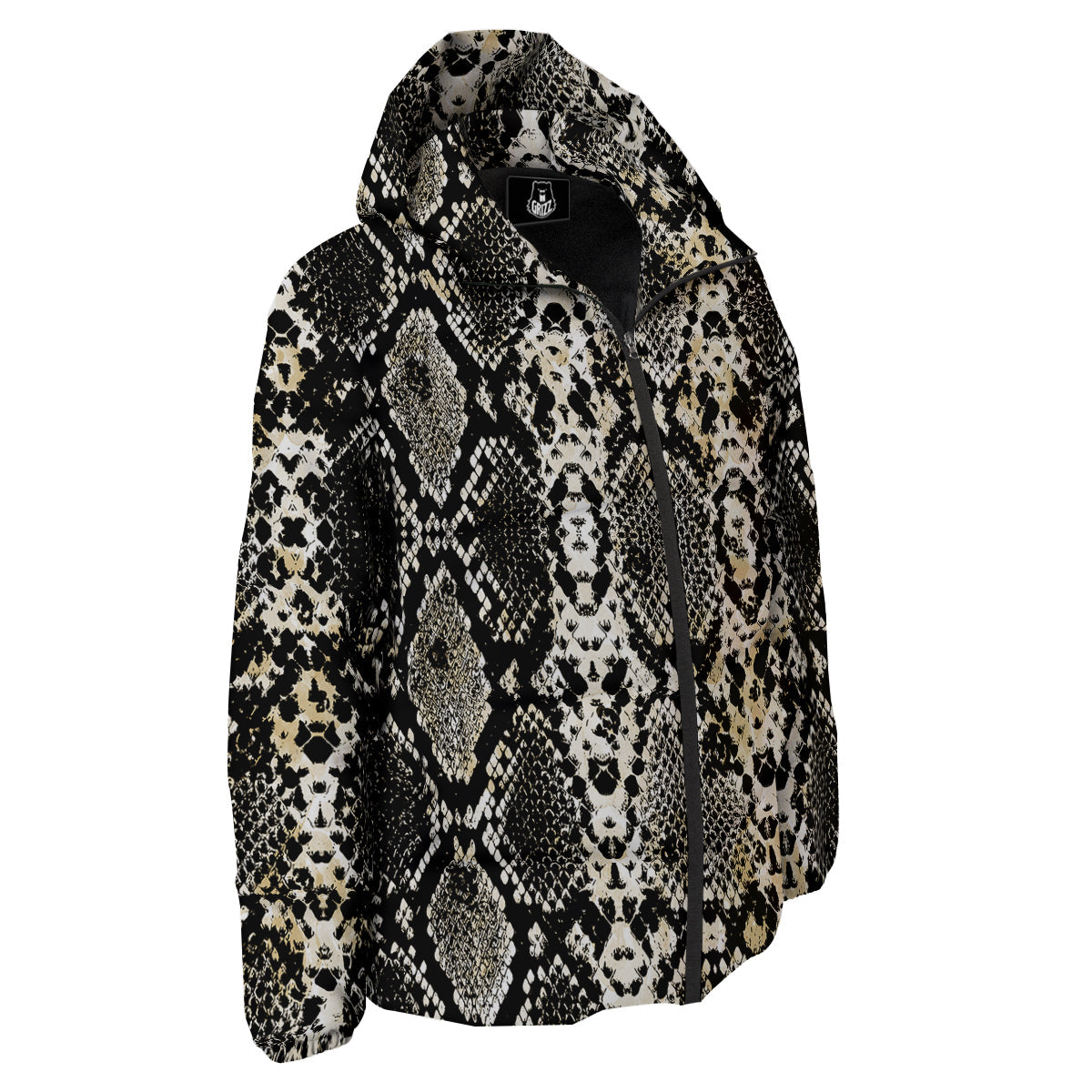 Watercolor Abstract Snake Animal Skin Print Down Jacket-grizzshop