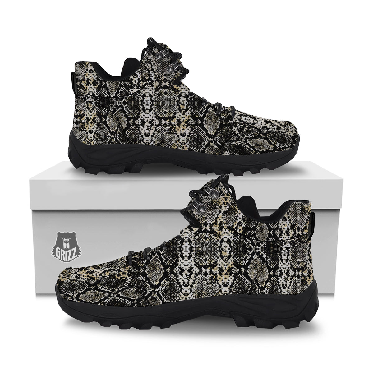 Watercolor Abstract Snake Animal Skin Print Hiking Shoes-grizzshop