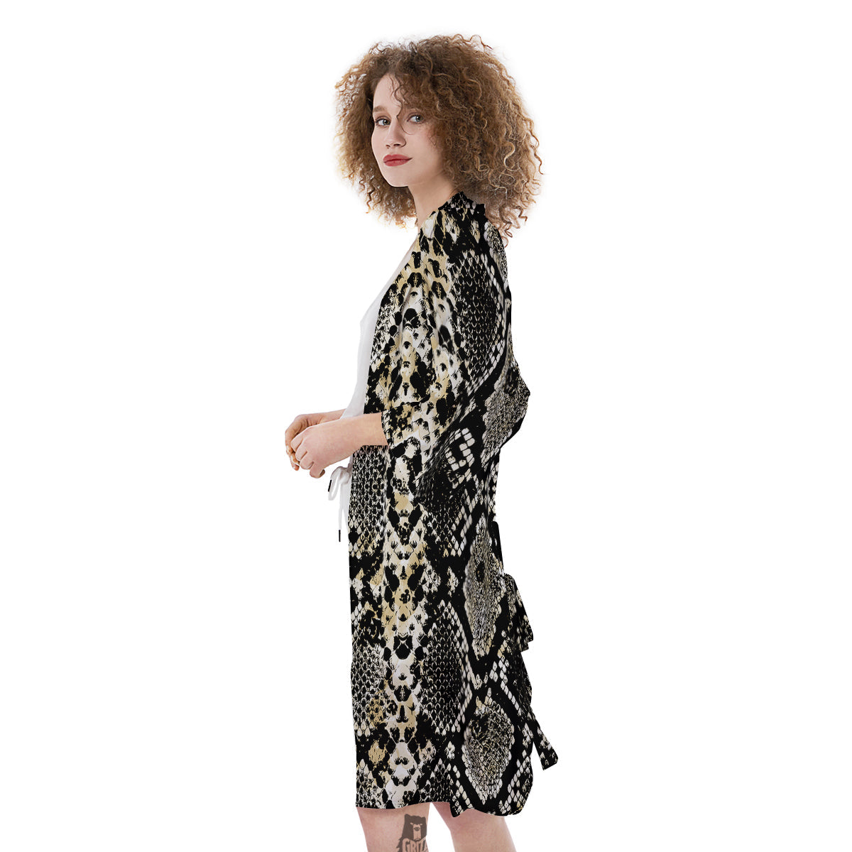 Watercolor Abstract Snake Animal Skin Print Kimono-grizzshop
